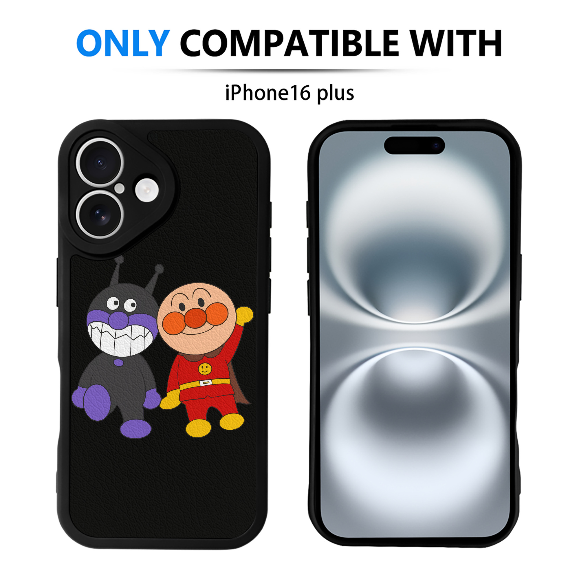 （画像用） アンパンマン Anpanman 【iPhone 16シリーズ対応】シリコンスマホケース（レザー調） 材質：シリコン